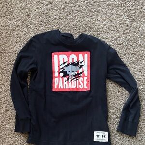 Under Armour Kids Black and Red Long Sleeve Tee